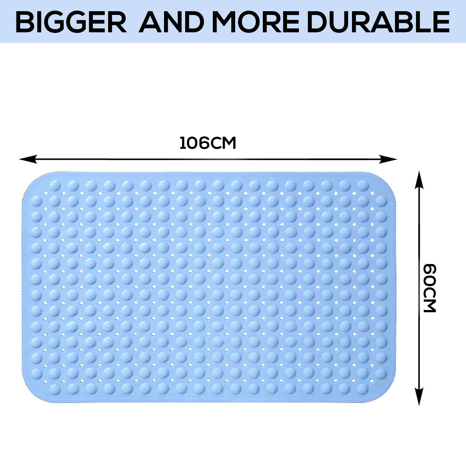 Solfru Soft-Pebble with Suction Cup Bath Mat,Blue - Image 3