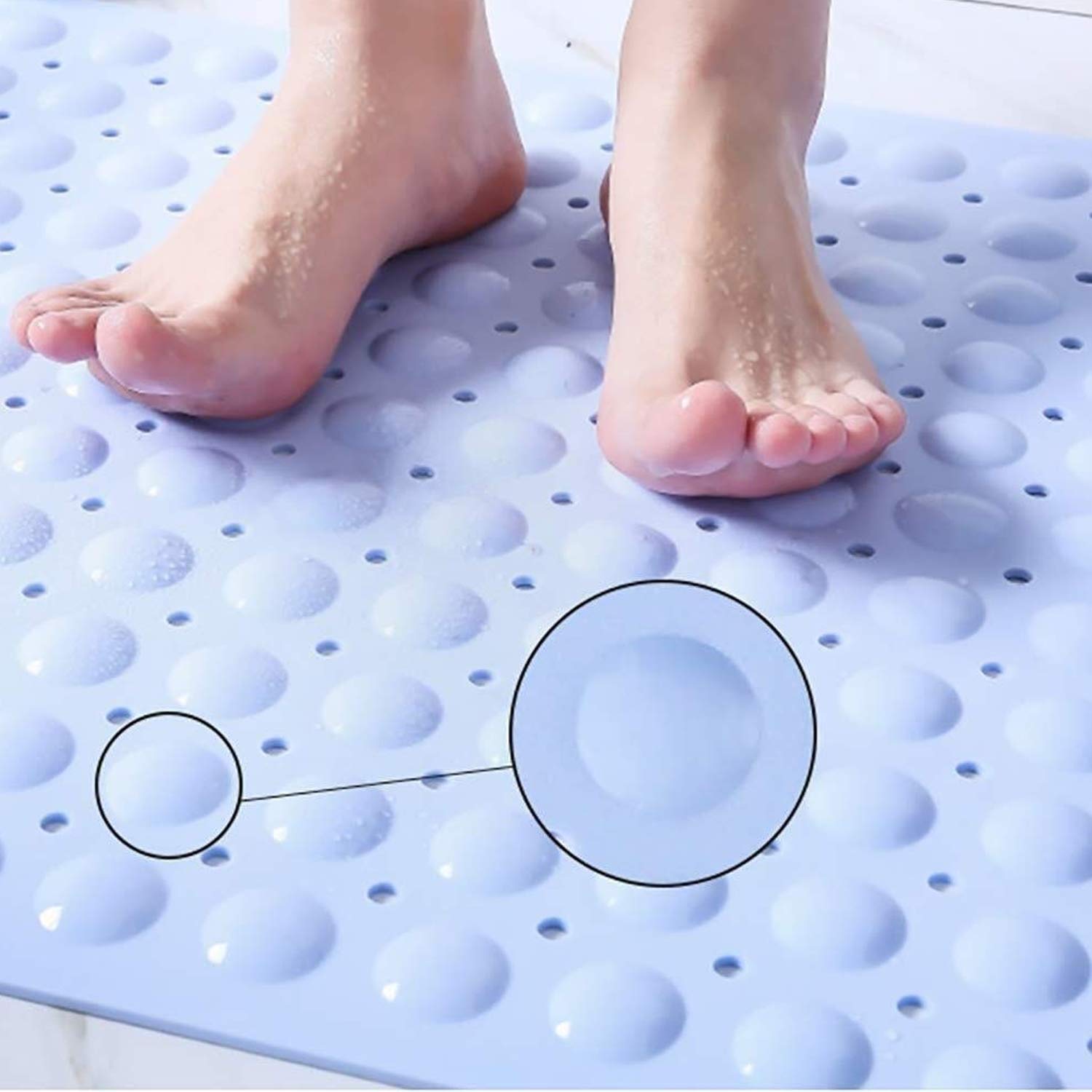 Solfru Soft-Pebble with Suction Cup Bath Mat,Blue - Image 2