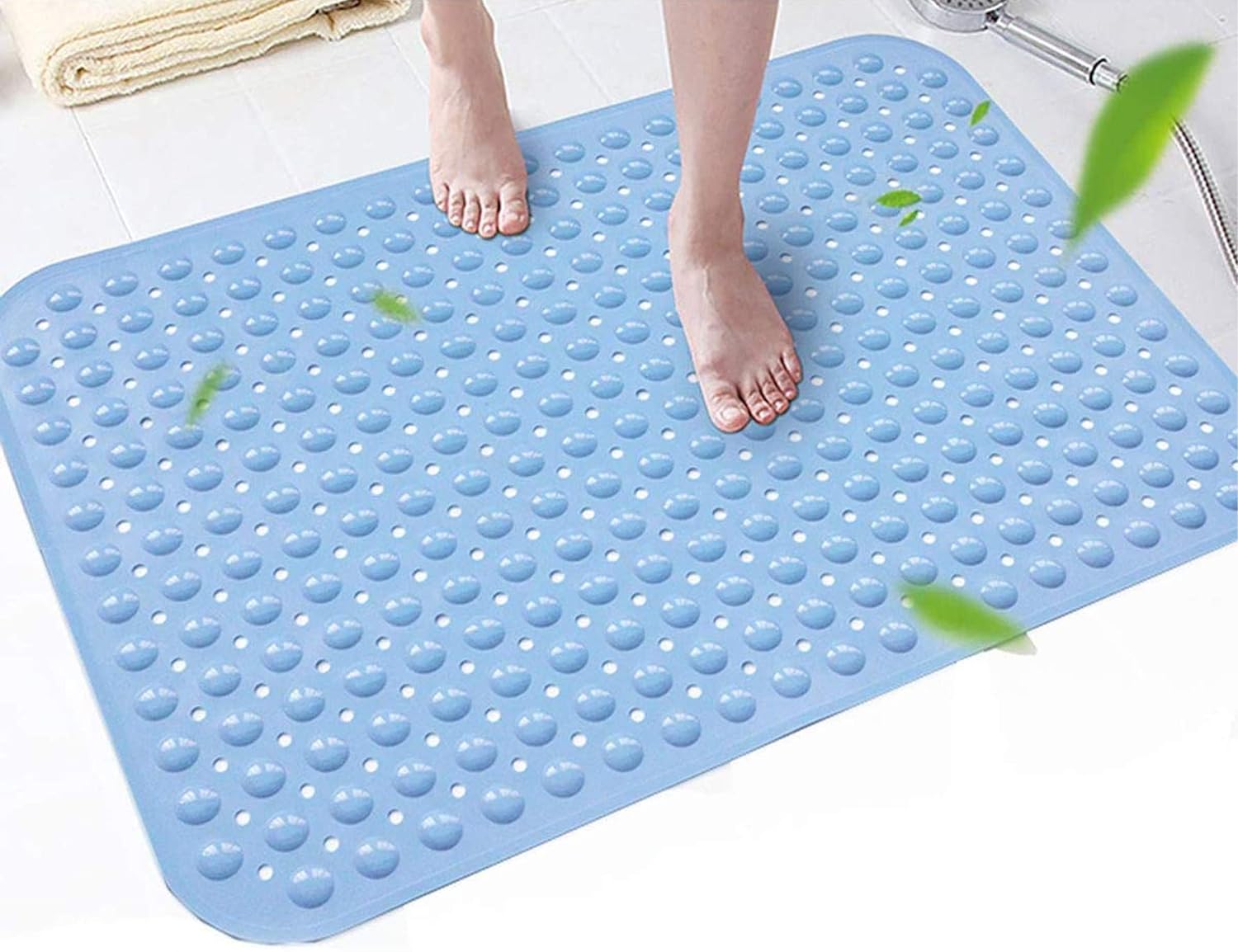 Solfru Soft-Pebble with Suction Cup Bath Mat,Blue
