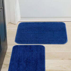 Solfru Microfiber Anti-Skid Bath Mat Pack of 2,Blue