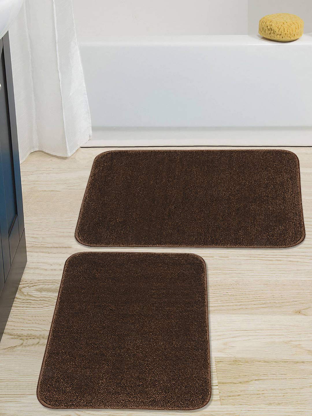 Solfru Solid Modern Rectangular Bathmat, Brown - Image 3
