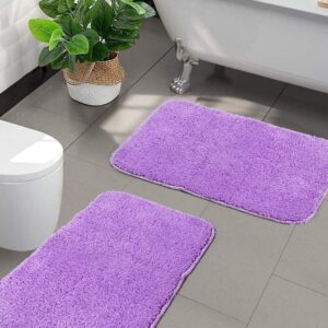 Solfru Microfiber Anti-Skid Bath Mat Pack of 2, Purple