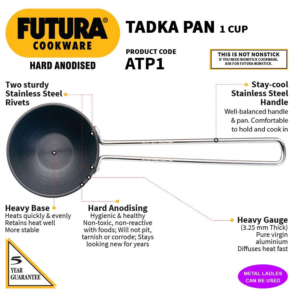 Hawkins Hard Anodised Frying Pan (ATP1) Tadka Pan 10 cm diameter 240 L capacity??(Hard Anodised) - Image 3