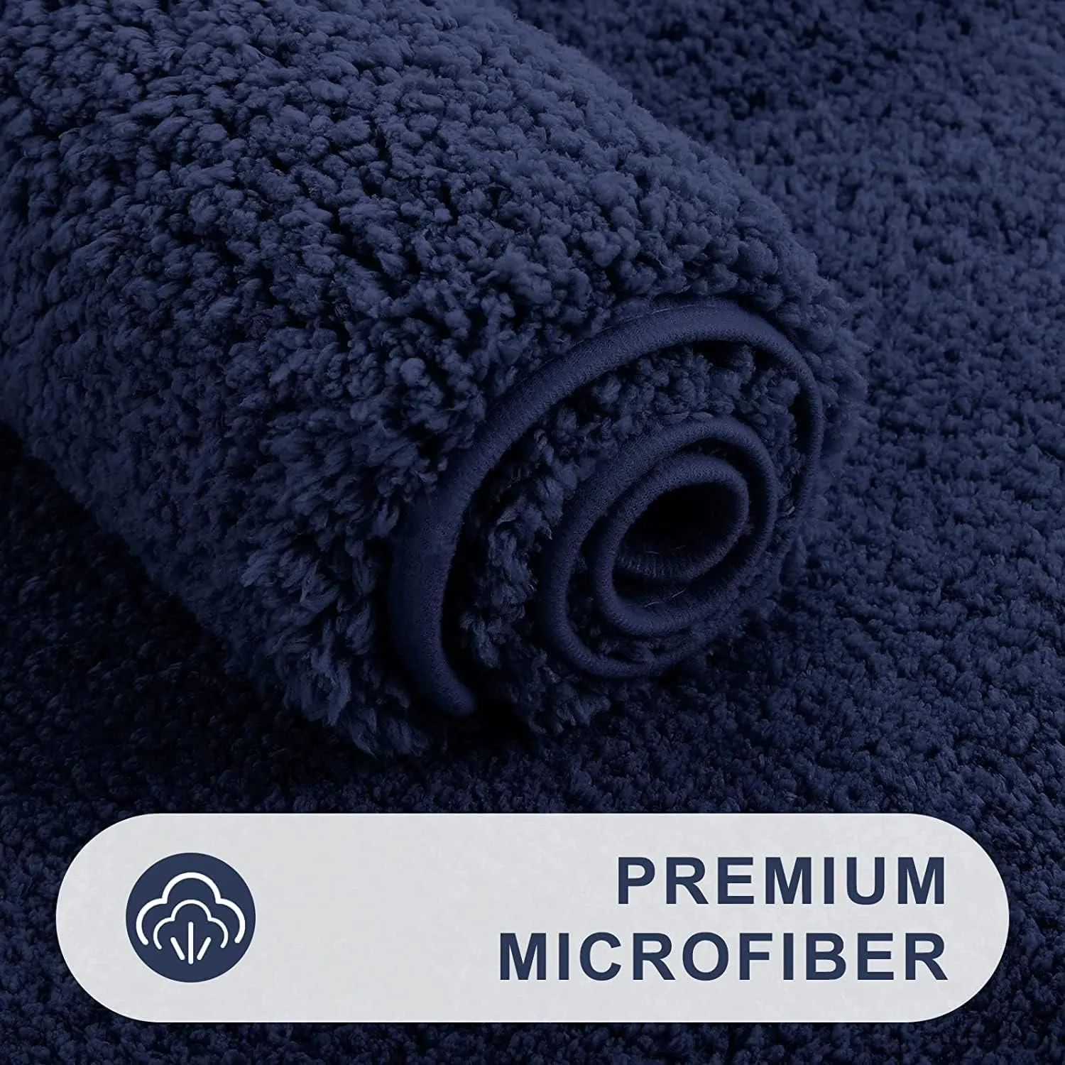 Solfru Microfiber Bath Mats for Bathroom, Dark Blue - Image 2