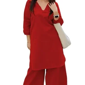 Maroon Women Co-ord Kurta and Pant Set