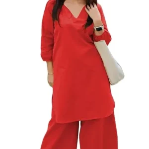 Red  Women Co-ord Kurta and Pant Set