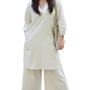 White  Women Co-ord Kurta and Pant Set