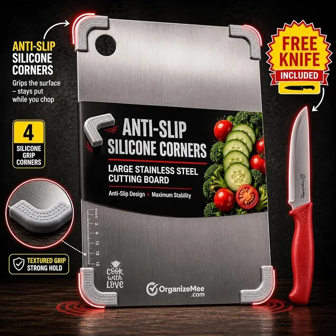 Stainless Steel Non Slip Cutting Board for Kitchen - Image 2