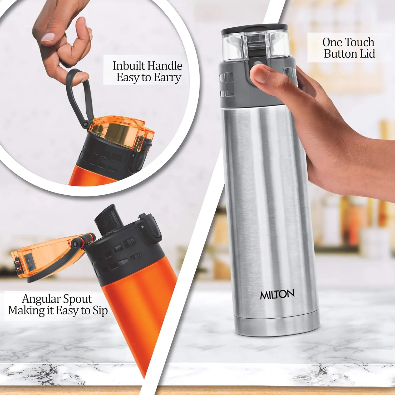 Milton Atlantis 400 350 ml Flask??(Pack of 1, Silver, Steel) - Image 2