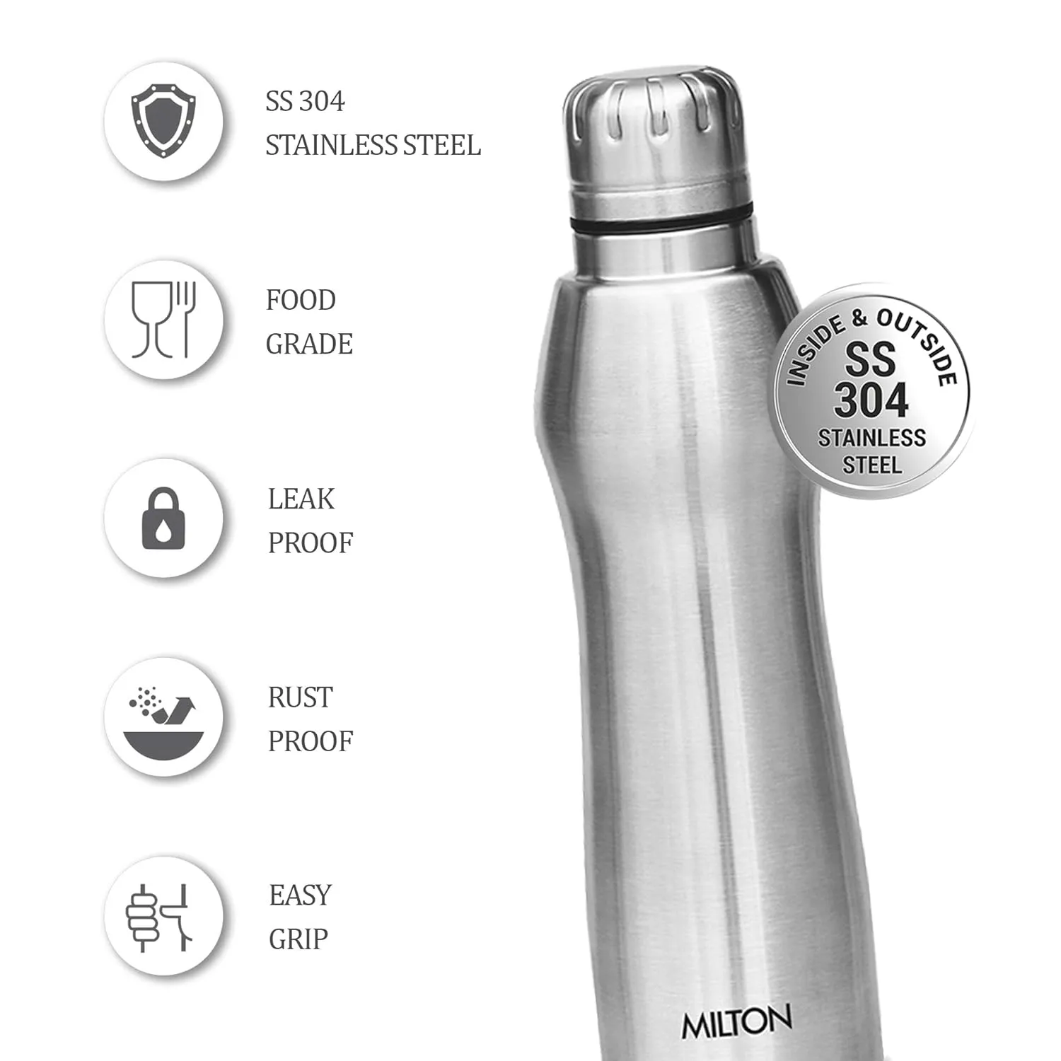 Milton Elate 1000 Ml, Bottle??(Pack of 4, Silver, Steel) - Image 3