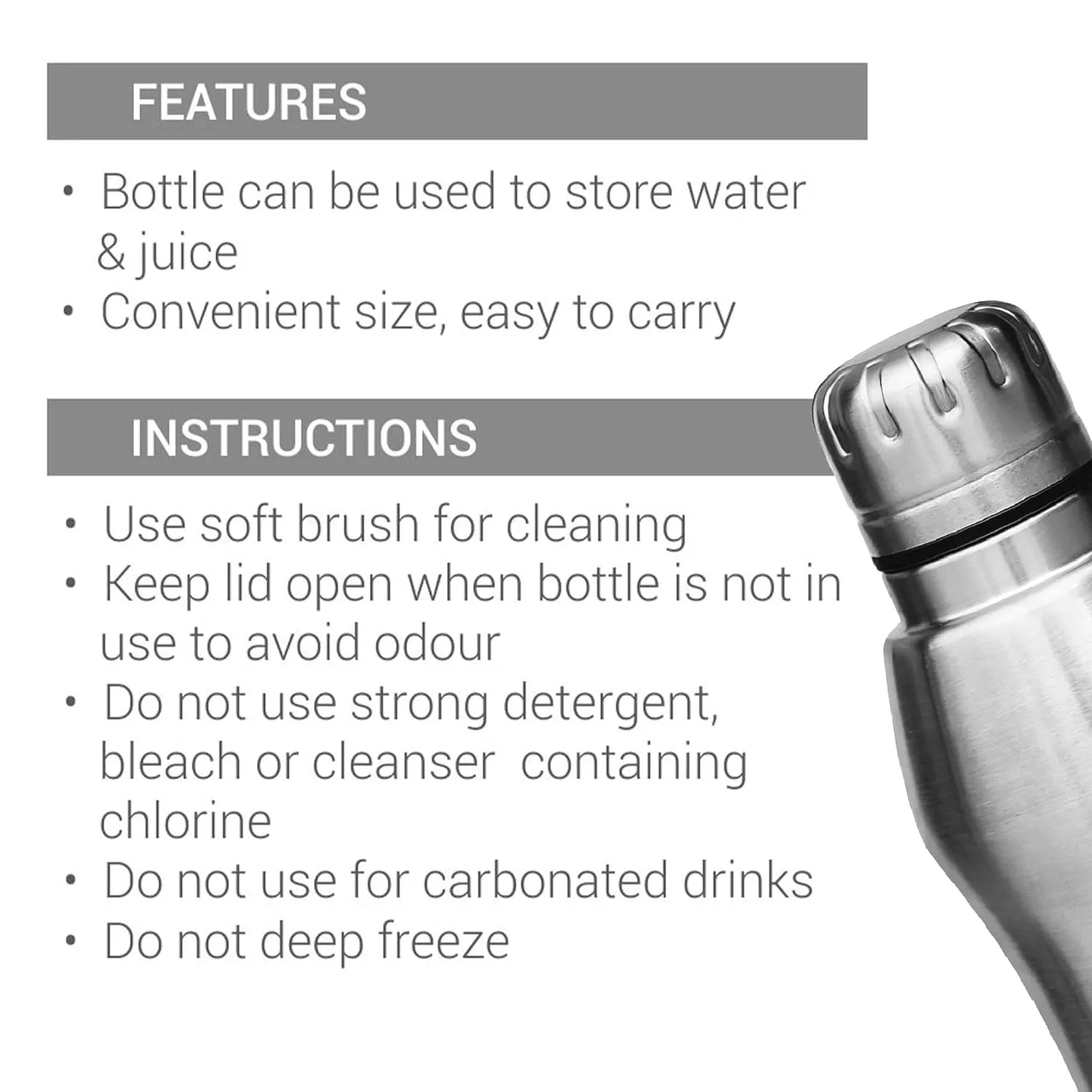 Milton Elate 750 Stainless Steel Water Bottle, Set of 5 - Image 2