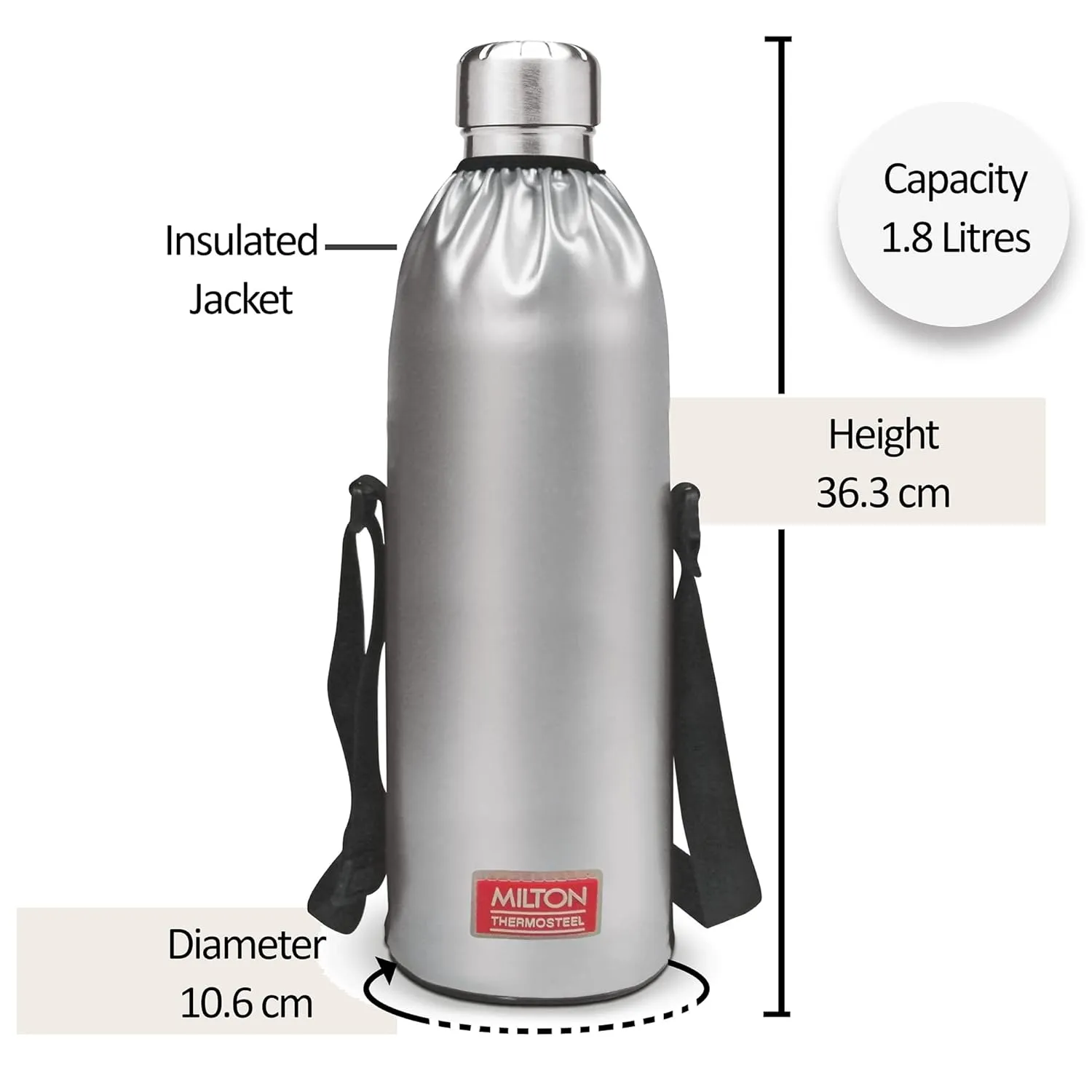 Milton DUO DLX 1800 ml Flask??(Pack of 1, Silver, Steel) - Image 2