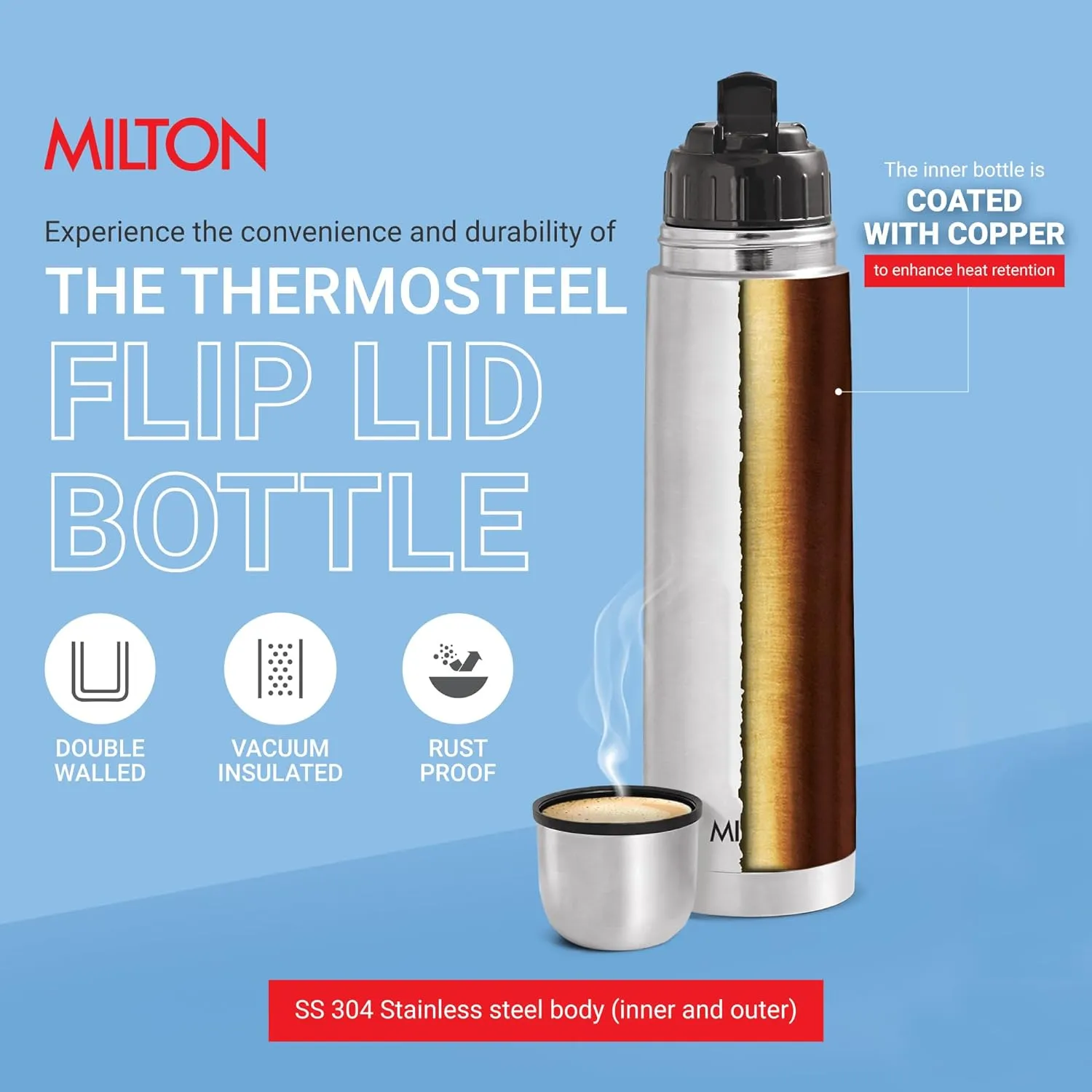 Milton Thermosteel 1000 ml Flask??(Pack of 1, Silver) - Image 3