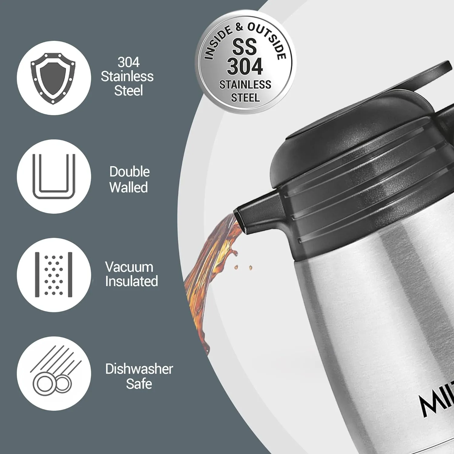 Milton Thermosteel Carafe 600 ml Flask (Pack of 1) - Image 2