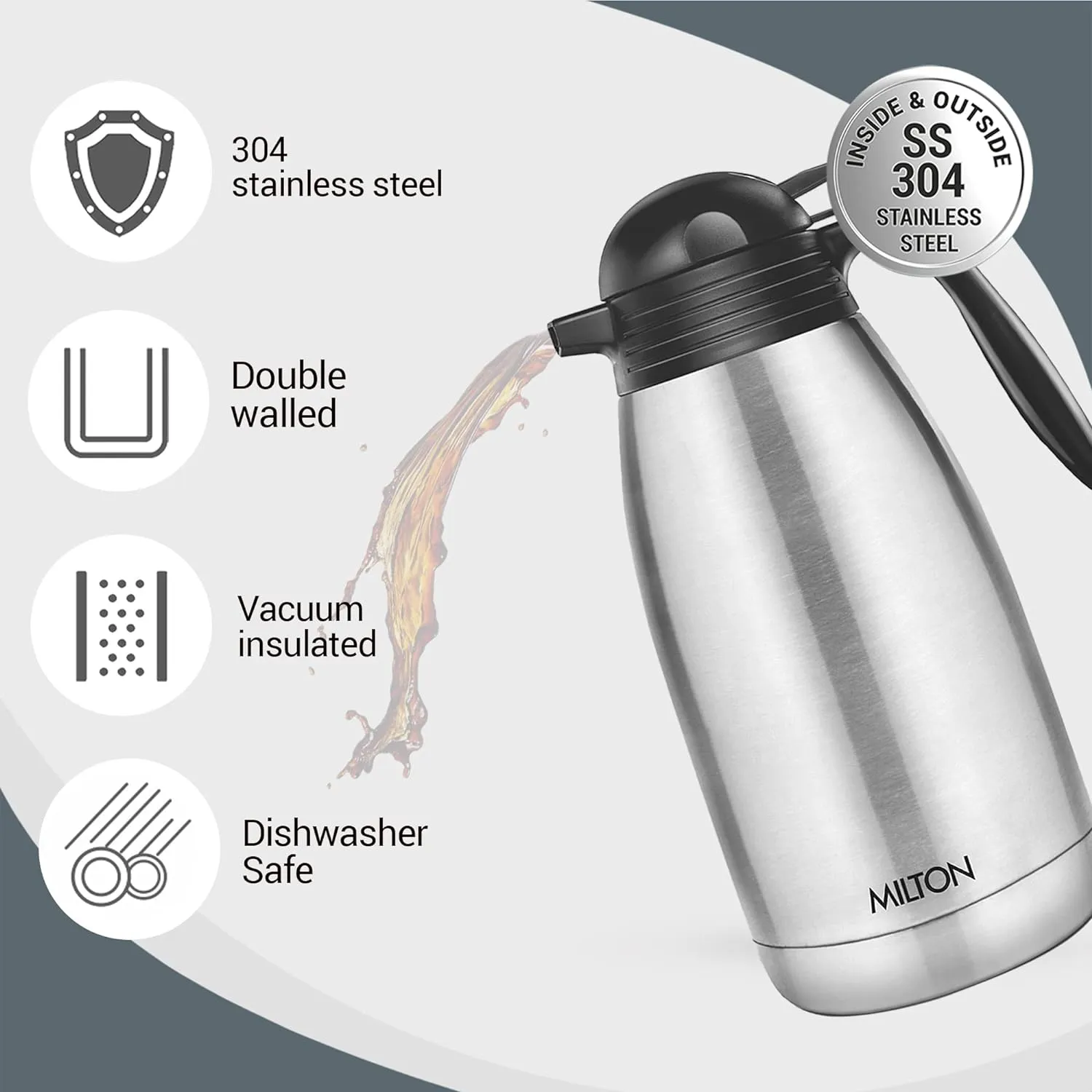 Milton Thermosteel Carafe 1500 ml Flask (Pack of 1) - Image 3