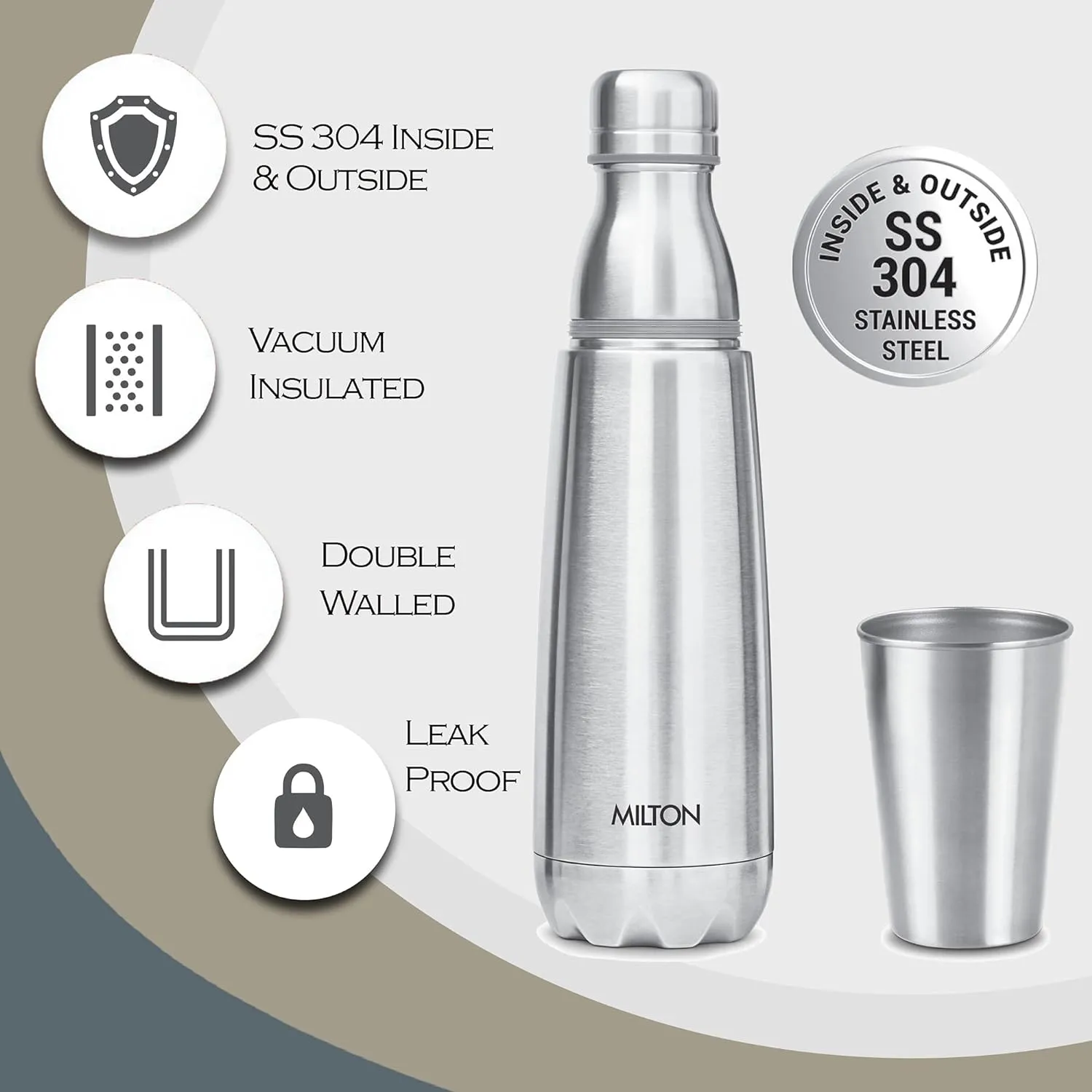 Milton Vertex 700 ml Flask Silver, Steel - Image 3