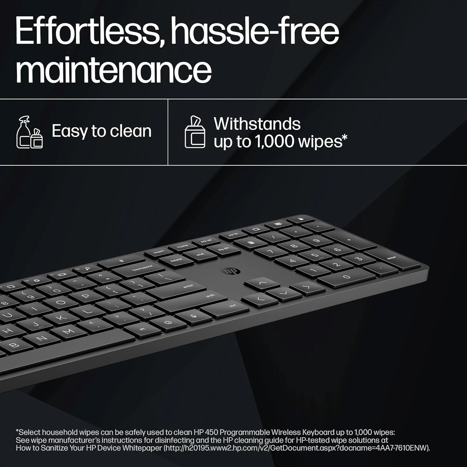 HP 450 Programmable Wireless Laptop Keyboard (Black) - Image 3