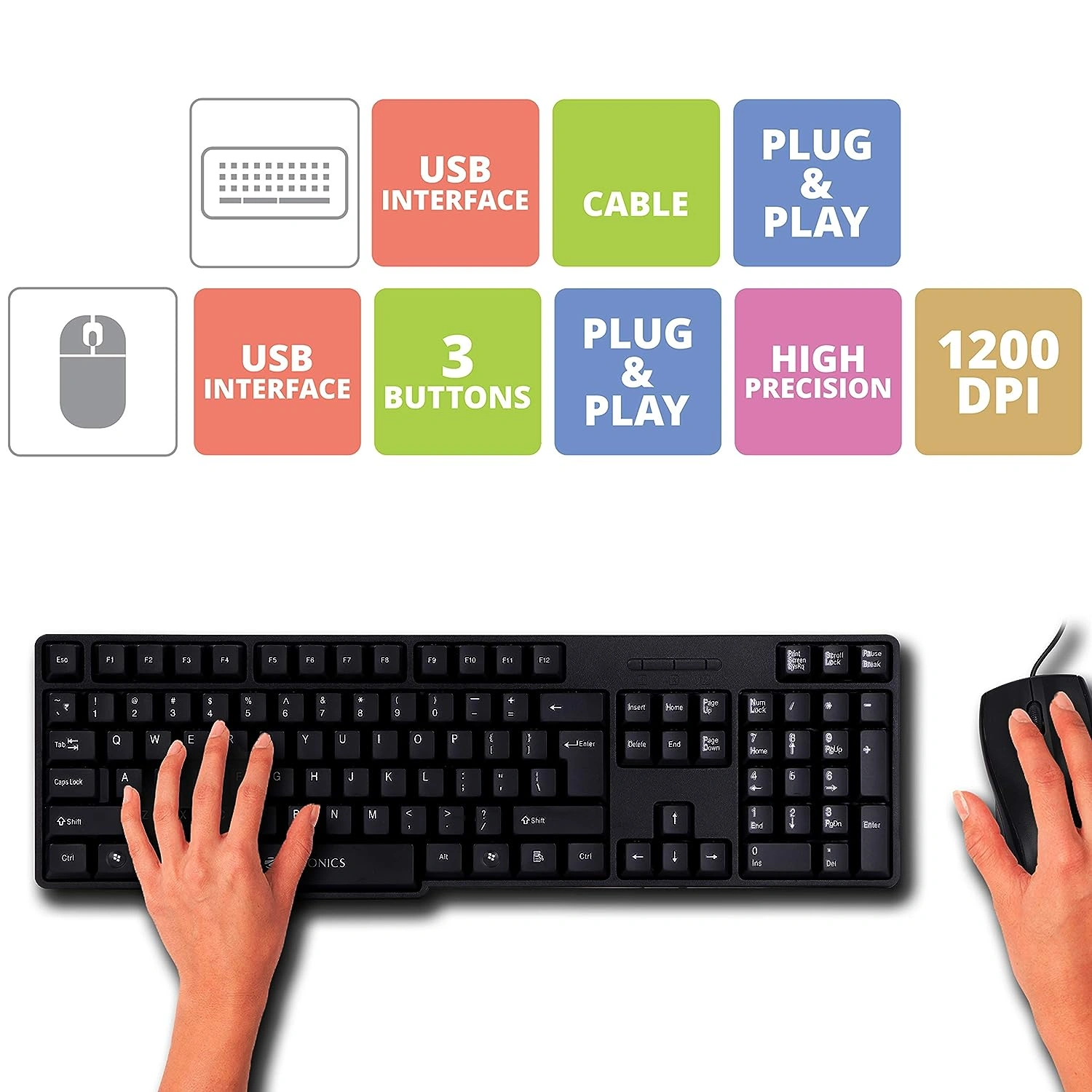Zebronics Zeb-Judwaa 750 Combo Wired USB Desktop Keyboard(Black) - Image 3