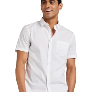 White Men's Cotton Half Sleeve Shirt