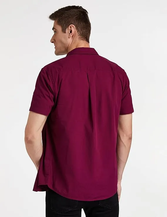 Maroon Men's Cotton Half Sleeve Shirt - Image 2