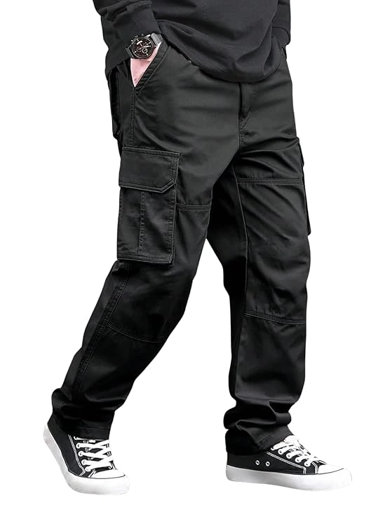 Black Men Cotton Cargo Pant