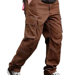 Brown Men Cotton Cargo Pant