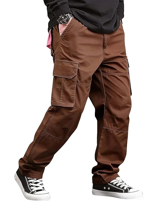 Brown Men Cotton Cargo Pant