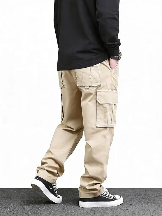 Beige Men Cotton Cargo Pant - Image 2