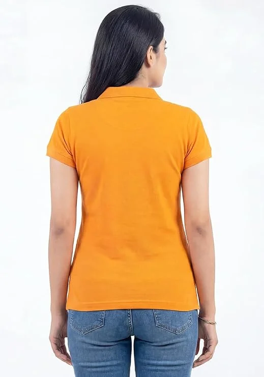 Mustard Women Collar Neck T-Shirt Top - Image 2