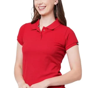 Red Women Collar Neck T-Shirt Top