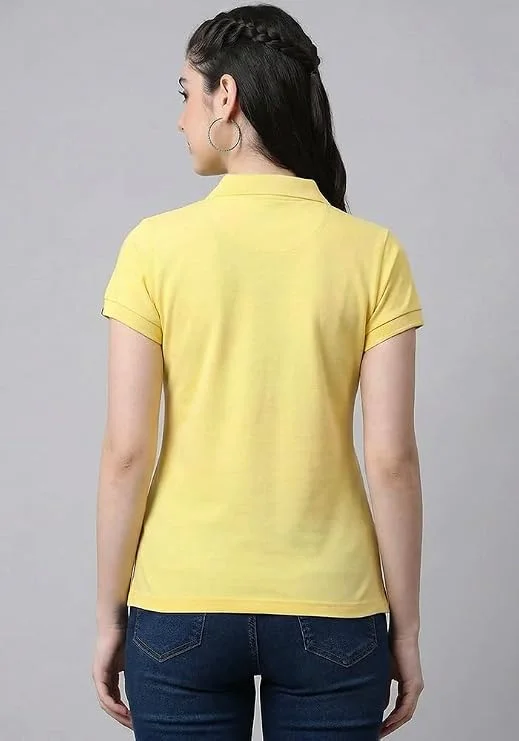 Yelllow Women Collar Neck T-Shirt Top - Image 2