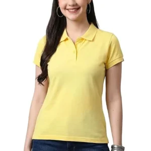 Yelllow Women Collar Neck T-Shirt Top