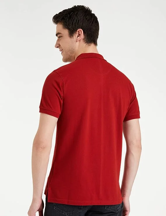 Maroon Men Cotton Collar Tshirts - Image 2