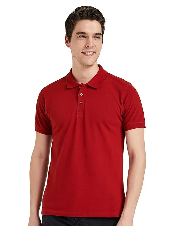 Maroon Men Cotton Collar Tshirts