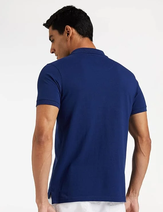 Blue Men Cotton Collar Tshirts - Image 2