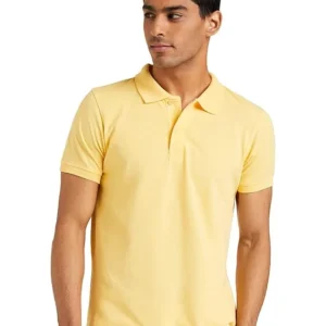 Yellow Men Cotton Collar Tshirts