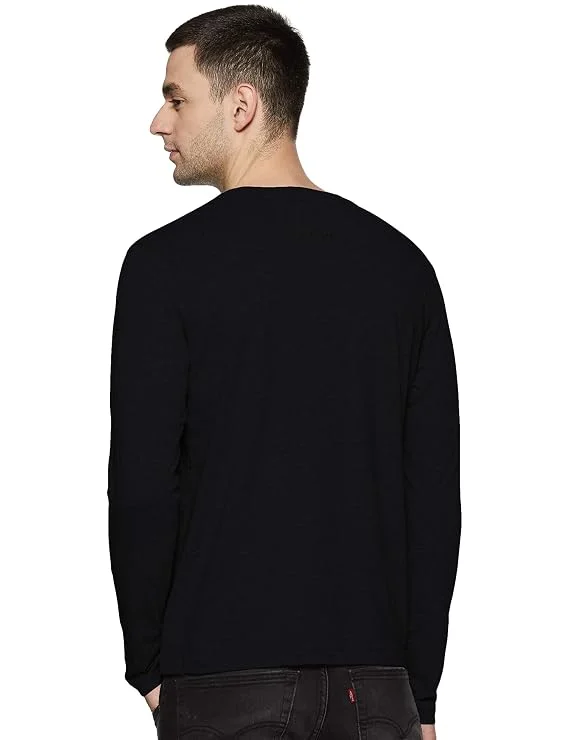 Black Men's Cotton Regular Fit T-Shirt - Image 2