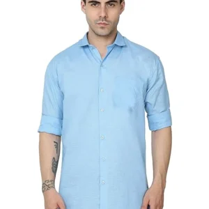 Blue Men's Cotton Casual Regular Fit Shirt