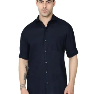 Navy Men's Cotton Casual Regular Fit Shirt