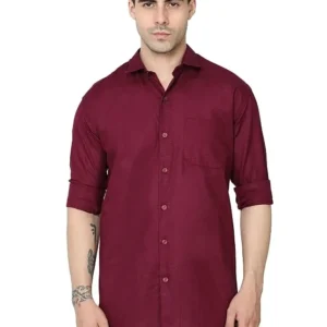 Maroon Men's Cotton Casual Regular Fit Shirt